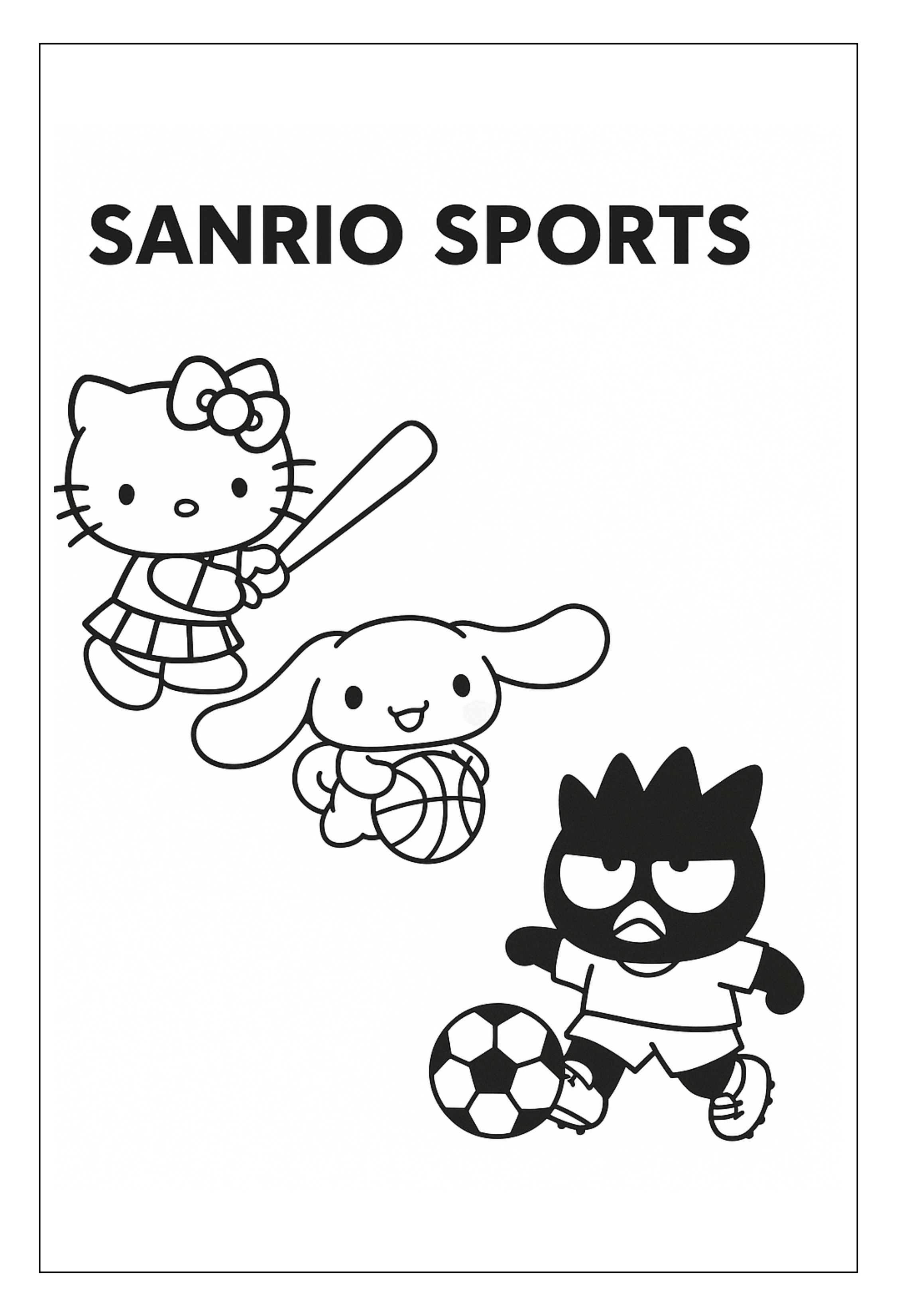 Sanrio characters playing sports coloring